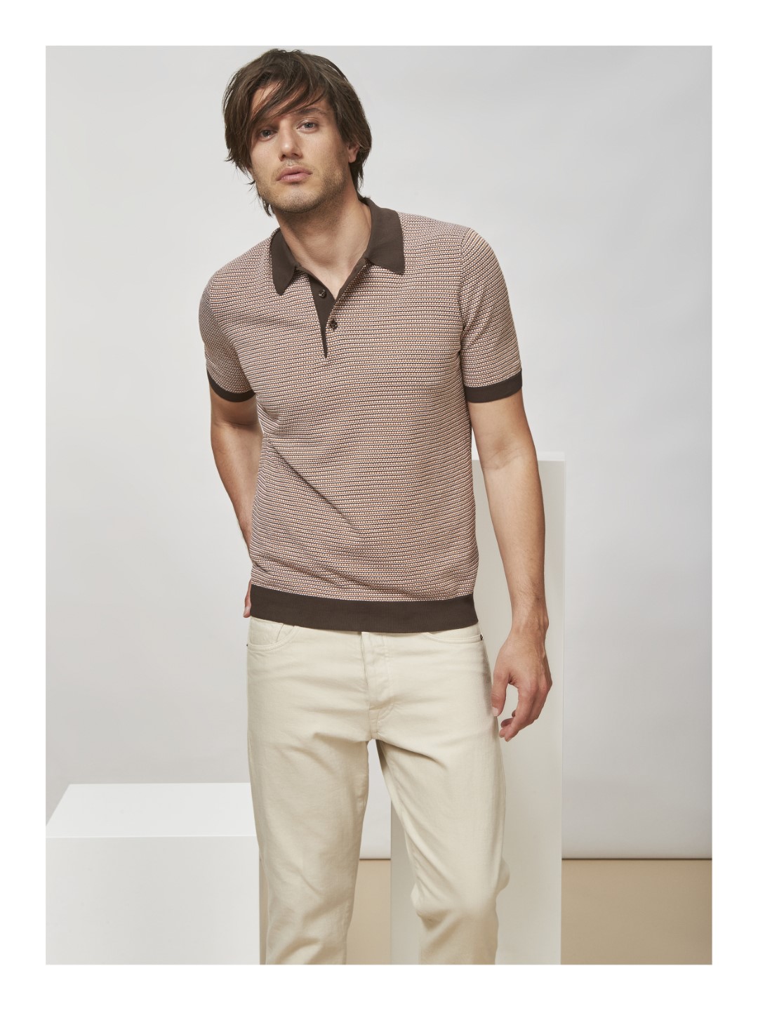 Gran Sasso Cable Knit Polo Shirt in White — Uomo San Francisco | Luxury  European Menswear