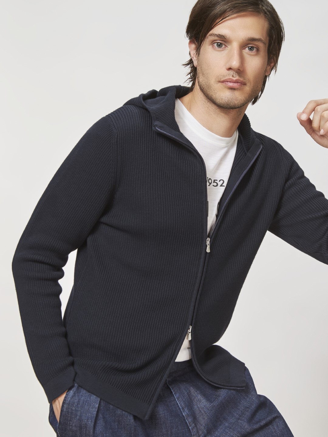 Gran Sasso Cable Knit Polo Shirt in Navy Blue — Uomo San Francisco