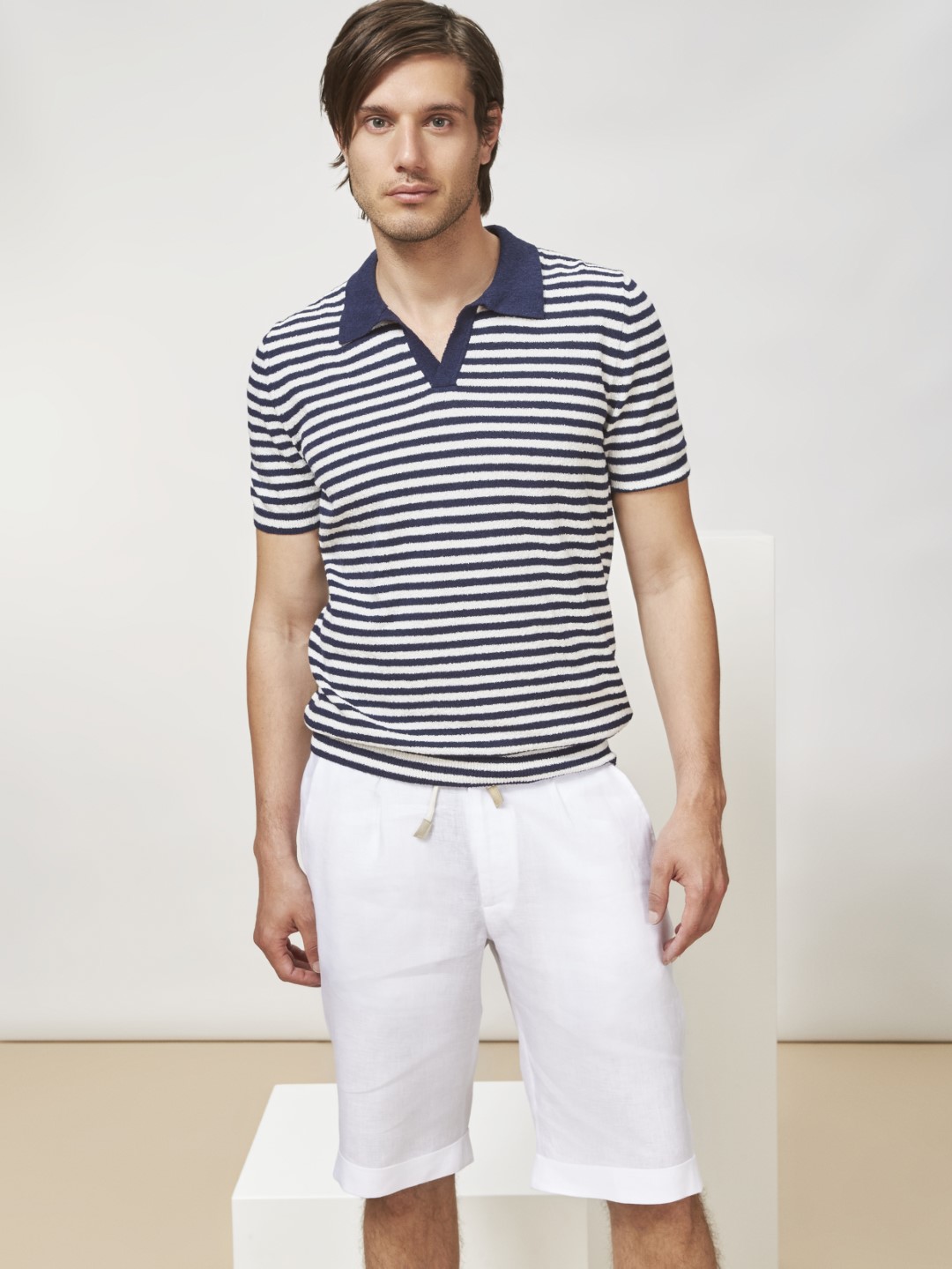Gran Sasso Cable Knit Polo Shirt in White — Uomo San Francisco | Luxury  European Menswear